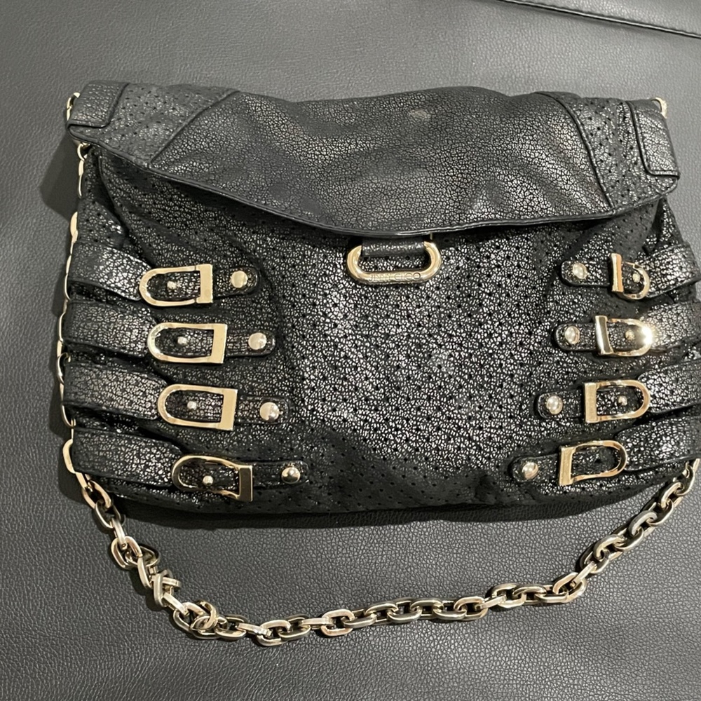 Jimmy Choo Small Blythe Black Leather Shoulder Bag - Picture 7 of 14